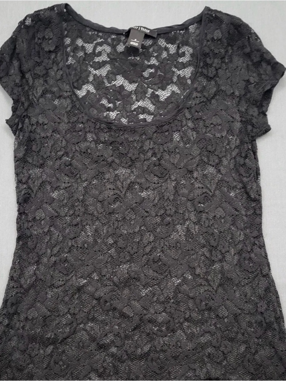 White House Black Market Black Floral Lace Scoop Neck Camisole